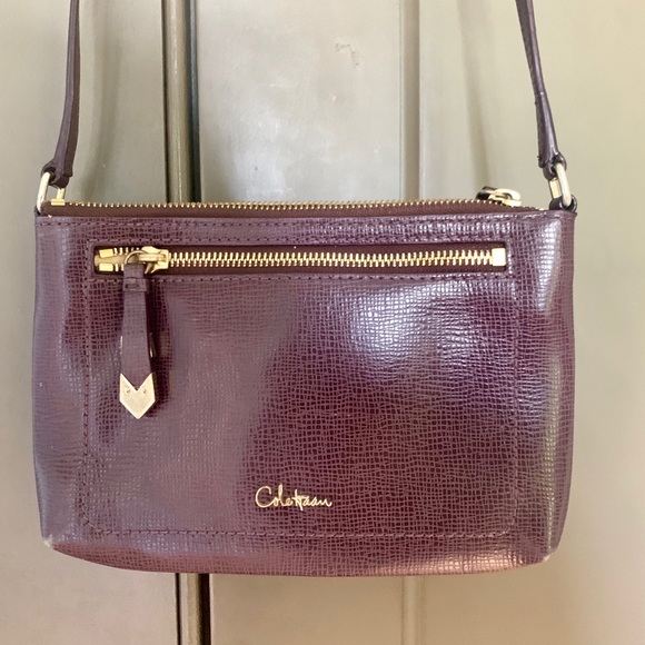 Cole Haan Cross Body Bag in Plum Leather - Picture 1 of 5